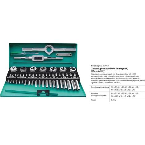 Set di maschi e filiere Awtools, 32 pezzi
