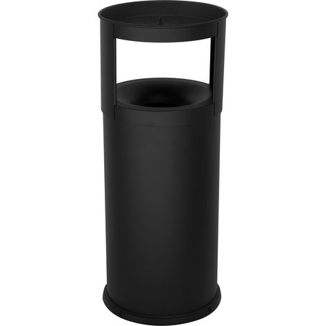 Pattumiera Gettacarte Ø31xh80 cm Autoestinguente Posacenere in Acciaio Verniciato Nero (1/2)