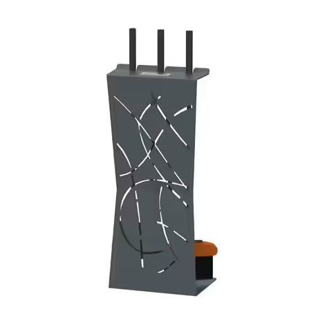 Le Marquier – Serviteur de cheminée en acier laqué finition ardoise – Ensemble 3 accessoires : pelle, balai, tisonnier – Design moderne (1/3)