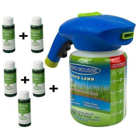 Système de semis hydro-liquide pour pelouse, pulvérisateur, mousse, entretien du gazon (avec 5 bouteilles de solution nutritive) (1/5)