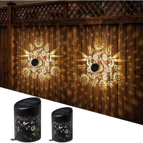 Set of 2 Decorative Outdoor Solar Garden Light, Solar Lantern Wall Light, Fence Light, IP65 Waterproof for Festive Parties, Courtyards, Tables and Corridors (1/5)