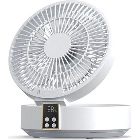 Ventilateur Silencieux Ultra Puissant. Ventilateur de Table Portable. Ventilateur de Bureau USB Rechargeable. 1000mAh Batterie 120°Rotative Table Fan avec LED. Télécommande. 3 Vitesses (1/4)