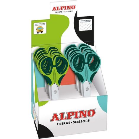 EXPOSITOR 12 TIJERAS ESCOLARES COLORFULL COLORES VIVOS ALPINO PT0061