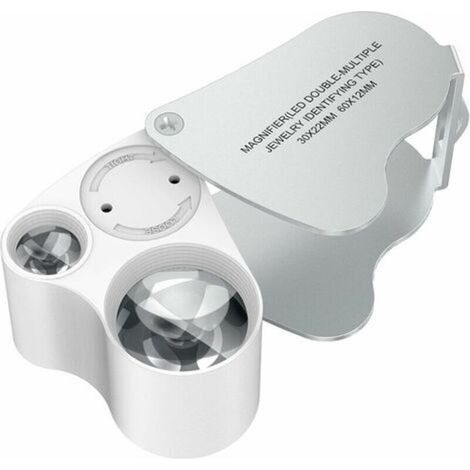 30 x 60 Jeweler's Magnifier, LED Illuminated Watchmaker's Magnifier, for Gems, Jewelry, Stones, Stamps, Coins, Watches, Hobbies, Antiques, Models, Pocket Monocle, Magnifying Glass 30 x 60 mm (1/5)