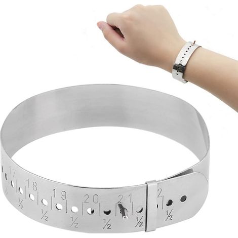 Outil de mesure de bracelet à faire soi-même, jauge de bracelet, mandrin, outil de mesure de ceinture de poignet, outil de mesure de taille de bracelet, ajusteur de taille en acier inoxydable, tableau (1/5)