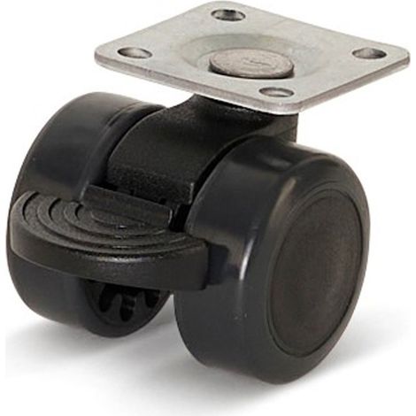 Roue de meuble PU freinée - MESO - Premium - Platine - 36 mm - 36,5 x 36,5 mm