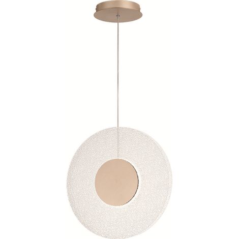 Lampada a sospensione LED CANDY 45 cm in metallo Oro e vetro graniglia Trasparente (1/3)