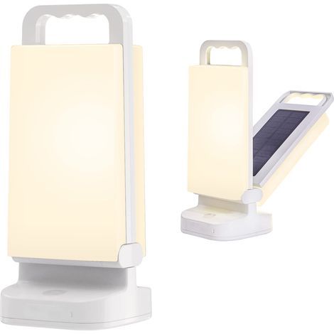 Lampe Solaire Camping Rechargeable, Lanterne Camping Réglable Luminosité Portable, Batterie Externe de Secours 4400mAh, Eclairage Camping LED Etanche IPX4 pour Camping, Pêche, Randonnée [Classe énergé (1/5)
