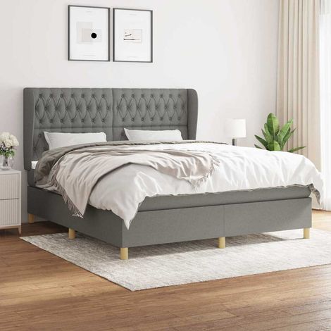 Sommier à lattes de lit avec matelas Gris foncé 180x200cm Tissu (1/5)