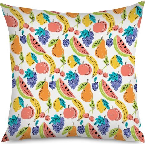Housse de Coussin décoratif pomme souriante, rouge kawaii (1/5)