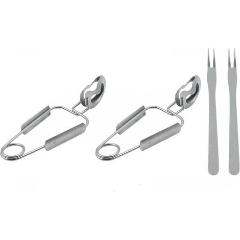 2 Pinces à Escargots + 2 Fourchettes en Acier Inoxydable – Set de Couverts à Escargots Professionnel pour Coquillages, Crustacés (Crabes, Homards) – Idéal Maison, Restaurant, Hôtel (1/5)