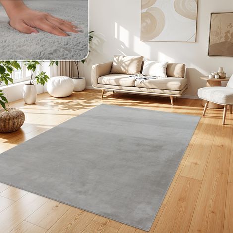 Paco Home Tappeto per Soggiorno in Finta Pelliccia Peluche Alto Pelo Morbido Disponibile in Diverse Colori 200x290 cm, Grigio