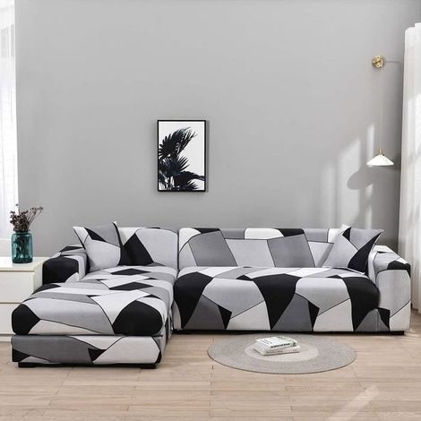 Housse de Canapé d'angle Extensible,Couverture de Canapé Revêtement de Canapé Universelle de Forme L (3 Places+2Places) (1/4)