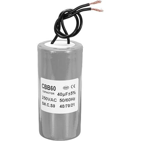 Condensateur 40uf AC 250V 2 Fils 50/60Hz Cylindre Gris (1/5)