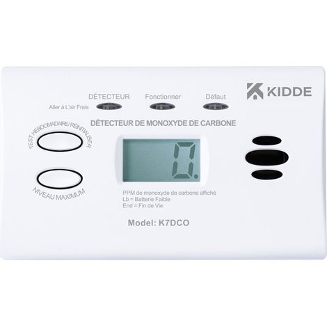Detector de monóxido de carbono con pantalla digital, 7 dBCO, 1 año de garantía. KIDDE (1/2)