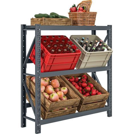 Shelf to drinks autoportante to 3 levels, capacity of storage for 6 caisses of drinks, height of shelves adjustable, 110 x 30 x 110 cm, gray (1/5)