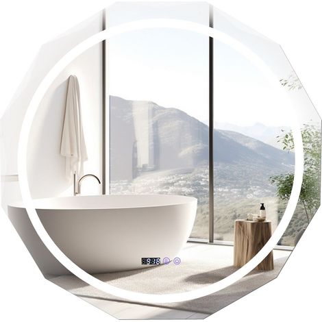 76CM Defog Bathroom Mirror Wall Mounted Shatterproof LED Lighted Mirror (1/5)