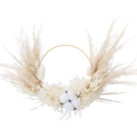 Couronne d'herbes de la pampa - Jolie couronne murale duveteuse pour salon, chambre ou bureau (1/5)