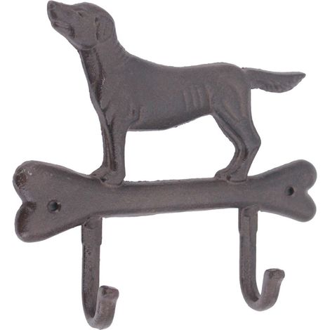 Percha de pared de perro y hueso de hierro fundido 19 cm (1/5)