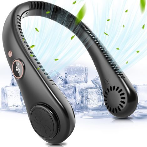 Ventilateur de cou portable à 5 vitesses, rechargeable, sans pales, 1500 mAh, mini ventilateur personnel flexible et portable-AquaForge