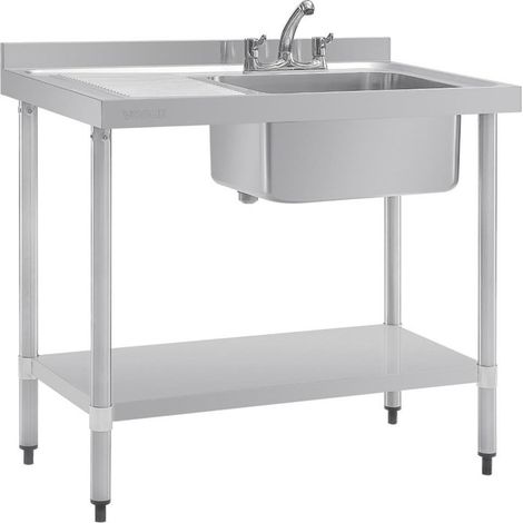 Plonge Inox 1 Bac avec Egouttoir à Gauche Profondeur 600 mm - Vogue (1/4)
