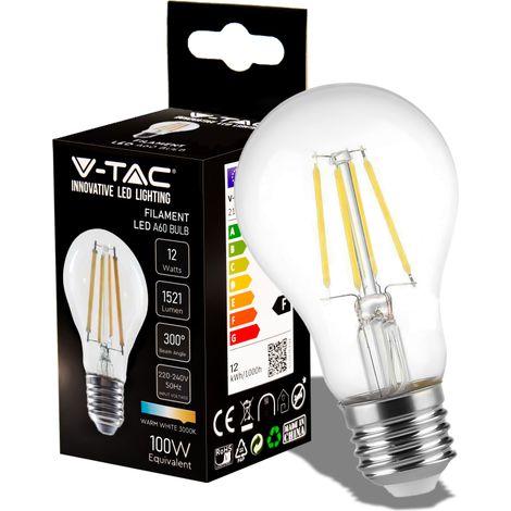 LED LAMPADINA 12W FILAMENTO E27 A60 CLEAR COVER 6400K                                                    - Luce FREDDA