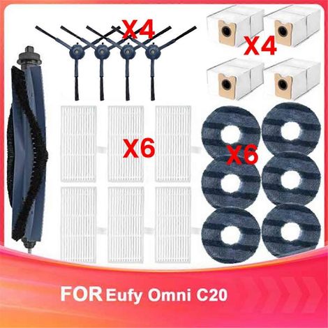 Accessoires pour aspirateur Omni C20 : pièces de rechange, brosse principale, brosse latérale, filtre HEPA, lingette de nettoyage, sac à poussière. (1/5)