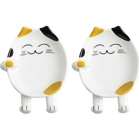Set mit 2 Keramik-Topflappenablagen mit Cartoon-Motiven, praktische Löffelablagen (verschiedene Farben) - 13 x 10,5 x 2 cm - Verschiedene Farben (1/2)