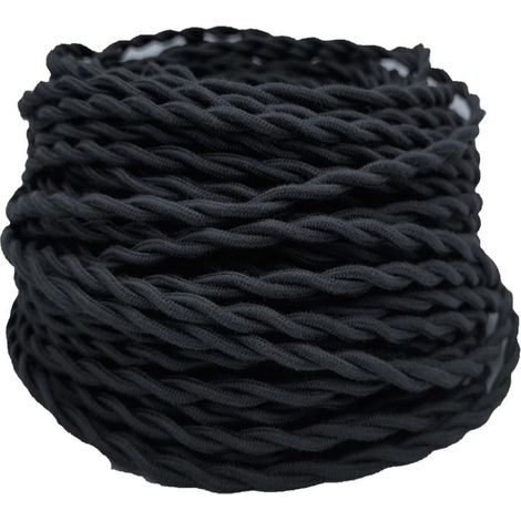 Cavo Elettrico In Cotone Intrecciato 3x1,5 mm Nero venduto al metro