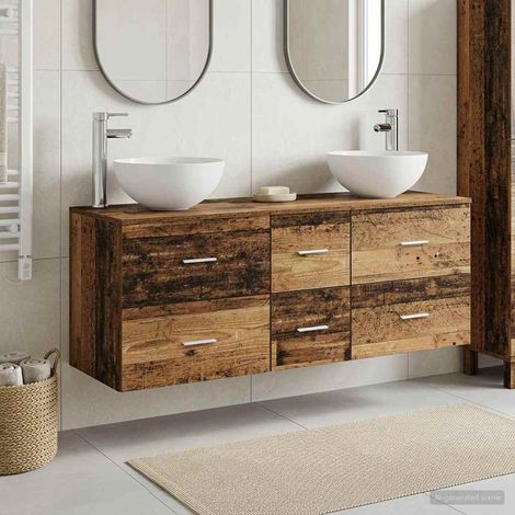 vidaXL Bathroom Cabinet Set 3 pcs Old Wood 129 x 41 x 80 cm (1/5)