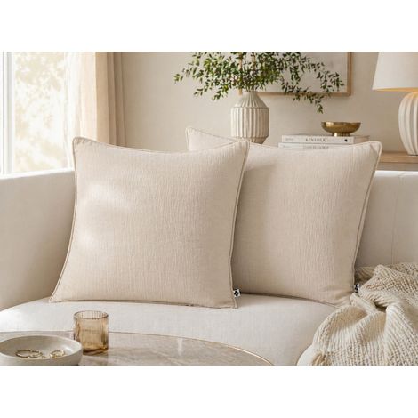 Lot de 2 coussins 45 x 45 cm gaze de coton Pampa – Déhoussables zip – Passepoil