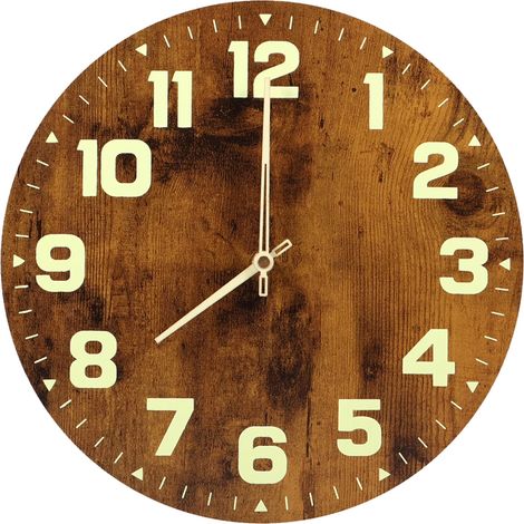 Leuchtende Wanduhr 12 Zoll, Holz, leuchtet im Dunkeln, geräuschlos, batteriebetriebenes Nachtlicht, Heimdekoration für Wohnzimmer, Büro, (1/5)