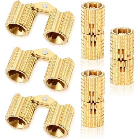 Set mit 6 Mini-Scharnieren aus Messing (8 mm) – Öffnungswinkel 180° – Kleine, verdeckte Messingscharniere – Für DIY-Projekte – Schmuckkästchen aus Holz