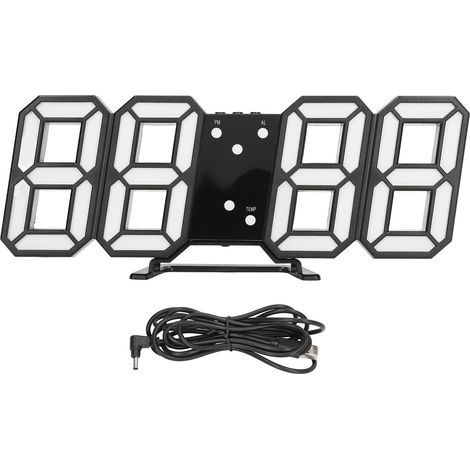 3D-LED-Digitaluhr mit intelligenter Sprachsteuerung, Anzeige von Uhrzeit, Datum und Temperatur, automatischer Helligkeitsanpassung, schwarzes Gehäuse mit roten Ziffern (1/5)