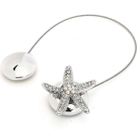 Attache-rideau magnétique élégant avec strass, accessoire décoratif pour voilage, fixation sans perçage, lot de 2, finition scintillante, idéal pour salon et chambre (1/5)