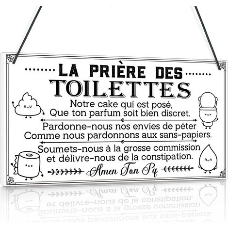 Plaque Murale La Prière des Toilettes, Décoration Murale PVC Humoristique pour WC Salle de Bain Maison Bar Restaurant (1/5)