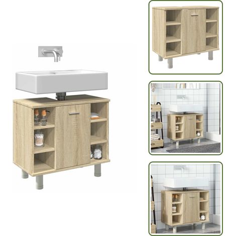 Badezimmerschrank Sonoma-Eiche 60x32x53,5 cm Holzwerkstoff - Badezimmerschrank - Badezimmerschränke - Unterschrank - Bad Unterschrank