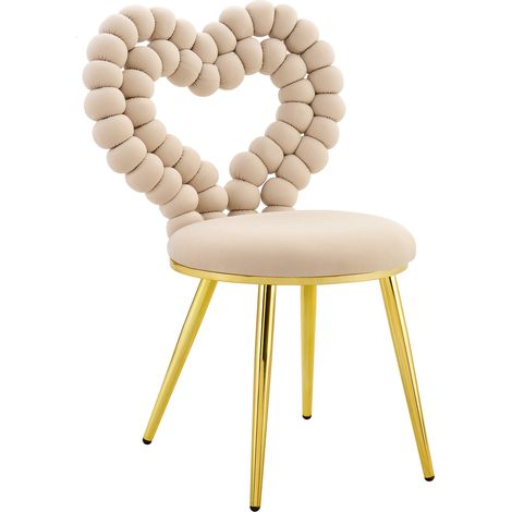 Set di 2 Sedie per soggino, design artistico con schienale decorativo, comfort elevato, rivestimento in velluto beige (1/5)
