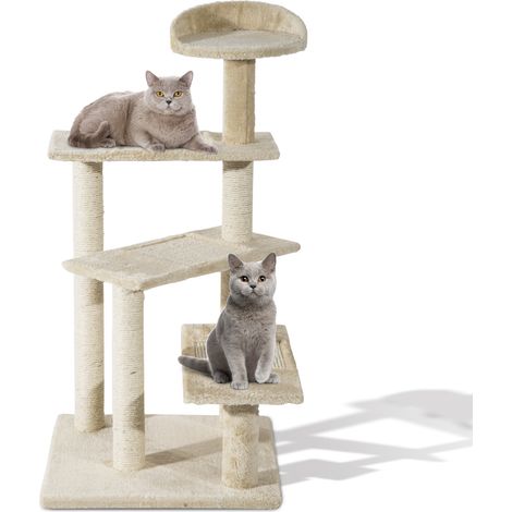 100 cm Cat Tree Indoor Cats Kitten Scratch Scratching Post Climbing Tower Activity Centre Beige (1/5)