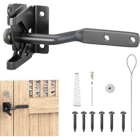 Verrou Pour Portail, Verrou de Porte Noir à Fermeture Automatique, Sécurité pour Porche Ferme Jardin Grange Maison Campagne Animaux Domestiques Bois Piscine Cour (1/5)