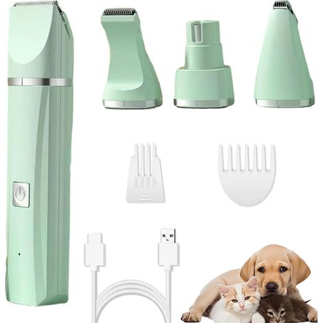 Tondeuse Sans Fil 4 en 1 Petstyle Pro – Kit Toilettage Chien Ultra-Silencieux, Faible Bruit, Couleur Verte, pour Coupe Facile (1/5)