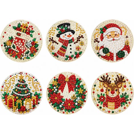 Lot de 6 suspensions rondes de Noël peinture diamant acrylique DIY 8x8 cm 6 8cm réf 5811 8 × 8 × 0,02 cm 150 g – Livraison gratuite