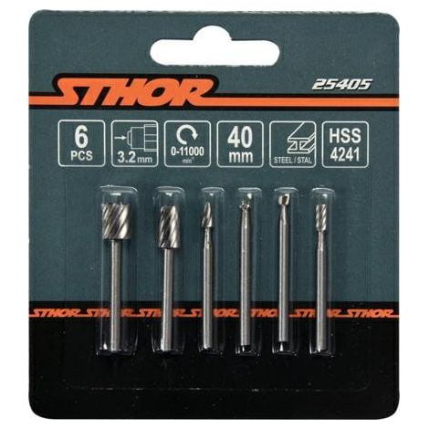Frese HSS per mini smerigliatrici 6 pezzi 3,2 mm 25405 sthor