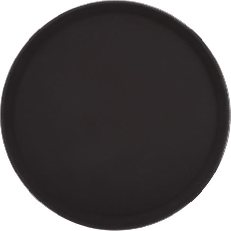 Plateau de service rond en plastique noir (28 cm) pour service à thé, fruits, bonbons et autres aliments (1/5)