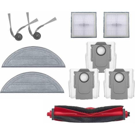 Accessoires pour Roborock Q10 S5 : Unité principale : Brosse latérale, filtre, serpillière, sac à poussière pour Roborock Q10 X5/Q10V/Q10P (pièces détachées) - JBMEDIA (1/4)