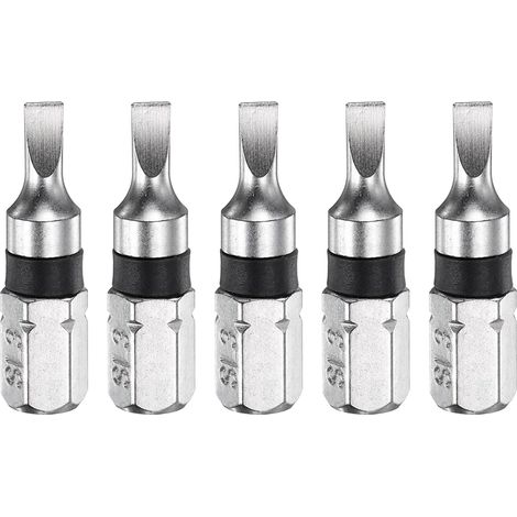 5Pcs Embout de Tournevis Fendu Sl3 Tige Hexagonale de 1/4" (1/5)