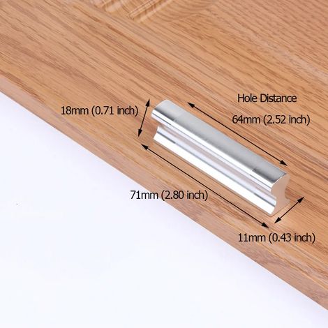 Poignées de cuisine en alliage d'aluminium (lot de 2, 64 mm), poignées de tiroir, quincaillerie moderne pour meubles (1/4)