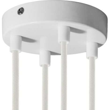 creative cables - Kit rosone cilindrico in Metallo a 4 Fori - Cilindrico, Bianco Lucido
