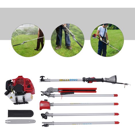 Multitool 4in1 Benzin Motorsense 51,7 ccm Hochentaster Heckenschere Kettensäge