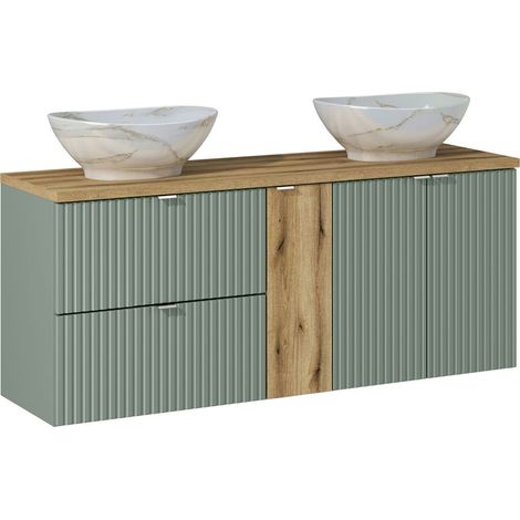 Doppelwaschtisch 140cm in grün und Eiche NEWPORT-56-GREEN (1/5)